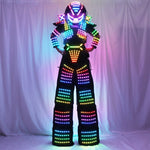 تحميل الصورة في عارض المعرض ،LED Robot Costume Traje LED Suit Dress Clothes Stilt Walking Luminous Jacket With Laser Gloves Predator Lighted Helmet
