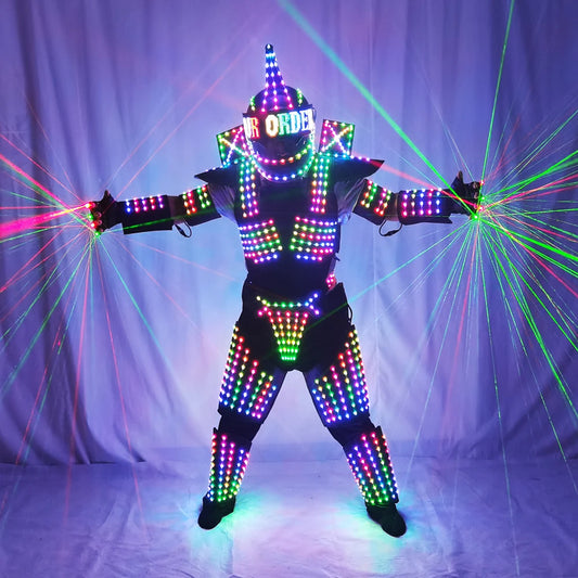 Full Color LED Robot Suit Stage Dance Costume Tron RGB Lighted Luminous Outfit Team Wears Cosplay Dress Vest Disco