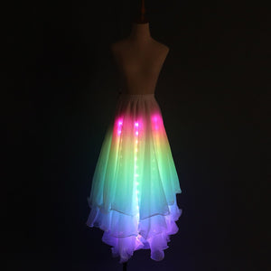 LED Color Lights Women Belly Dance Split Skirt Sexy Professional Bellydance Training Clothes Dancing Costumes