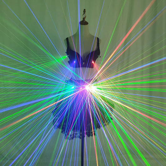 Laser Female Stage Costume Red Green Blue Laser Belt Girdler Bra for Night Club GOGO Dancer Paradie Performance Dress