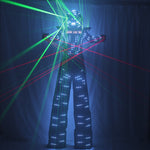 Load image into Gallery viewer, LED Robot Costume Clothes Laser Shoulder Vest White Silver Leather Stilt Walking Luminous Suit Jacket Laser Glove Helmet

