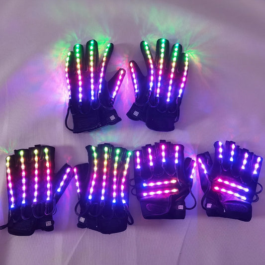 Guantes intermitentes que brillan en modo 360, rayo de luz LED, manopla con iluminación para los dedos, guante brillante, gafas, disfraz brillante para escenario 