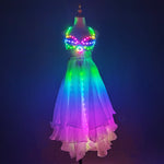 تحميل الصورة في عارض المعرض ،LED Color Lights Women Belly Dance Split Skirt Sexy Professional Bellydance Training Clothes Dancing Costumes
