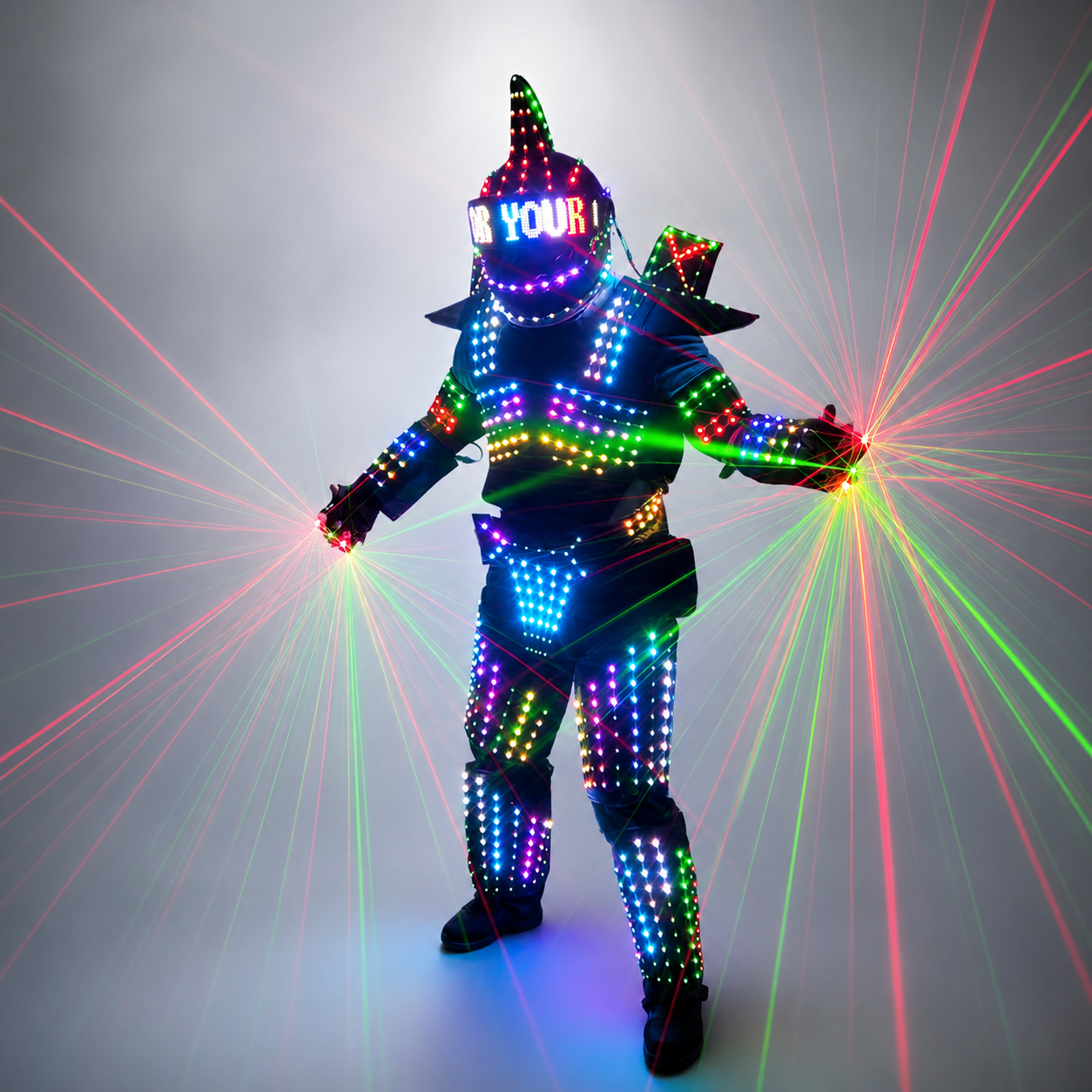 Full Color LED Robot Suit Stage Dance Costume Tron RGB Lighted Luminous Outfit Team Wears Cosplay Dress Vest Disco