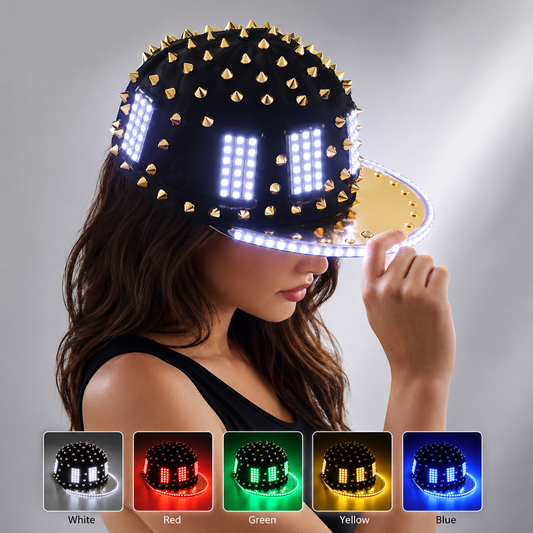 Unisex Punk Hedgehog Rock Rivet Cap Newest Unique Gold Silver Rivet LED Hat Fashion Snapback for Street Hip-hop Rivet man woman