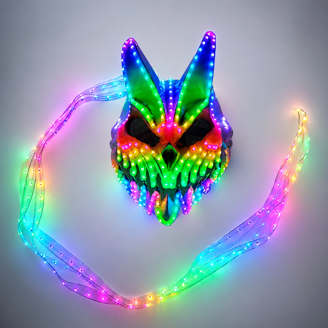 LED Rabbit Bear Mask with Remote Color Change Halloween Horror Bunny Mask
