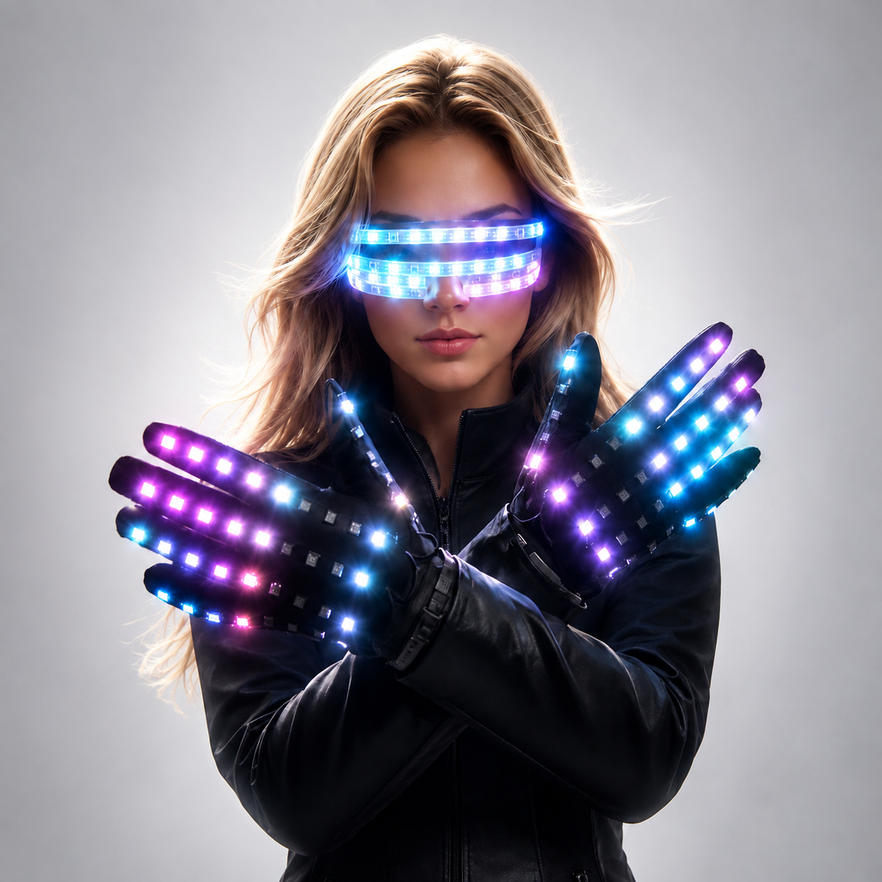Guantes intermitentes que brillan en modo 360, luz LED Rave, iluminación para los dedos, manopla, suministros para fiestas, guantes brillantes, gafas, decoración de fiesta