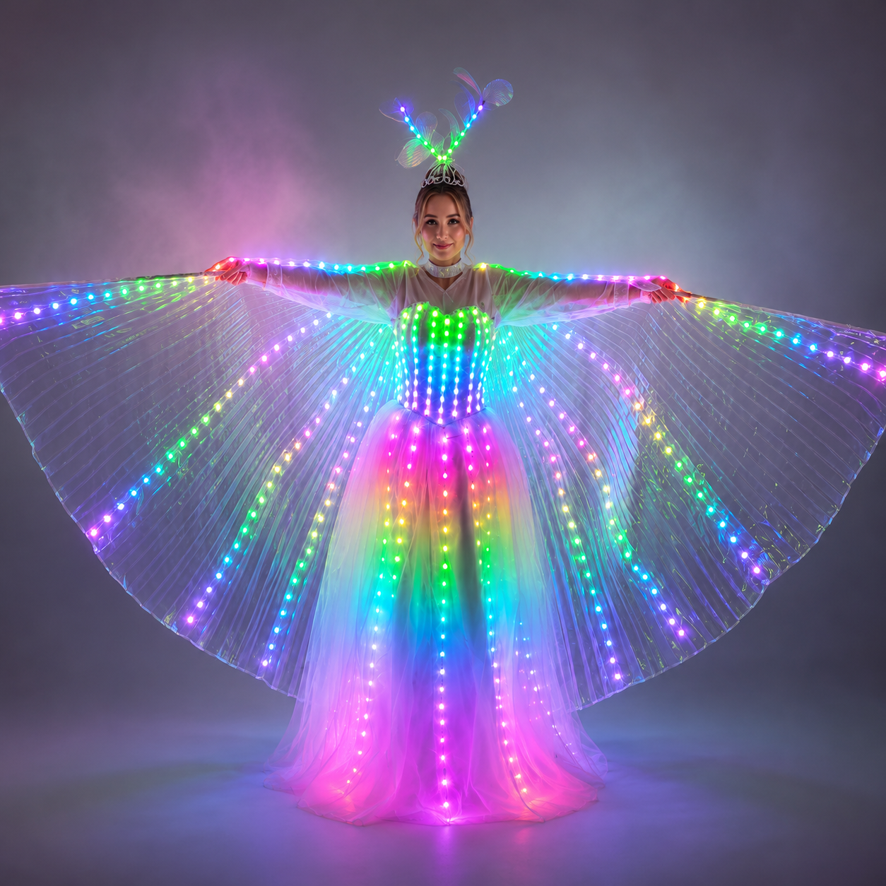 LED Wedding Dress Luminous Suits Light Clothing Glowing Wedding Skirt LED Wings for Women Ballroom Dance Dress