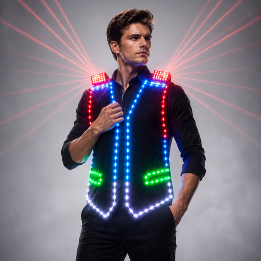 Fashion Red LED Laser Waistcoat for Performers - Stage Costumes for Singers and Dancers