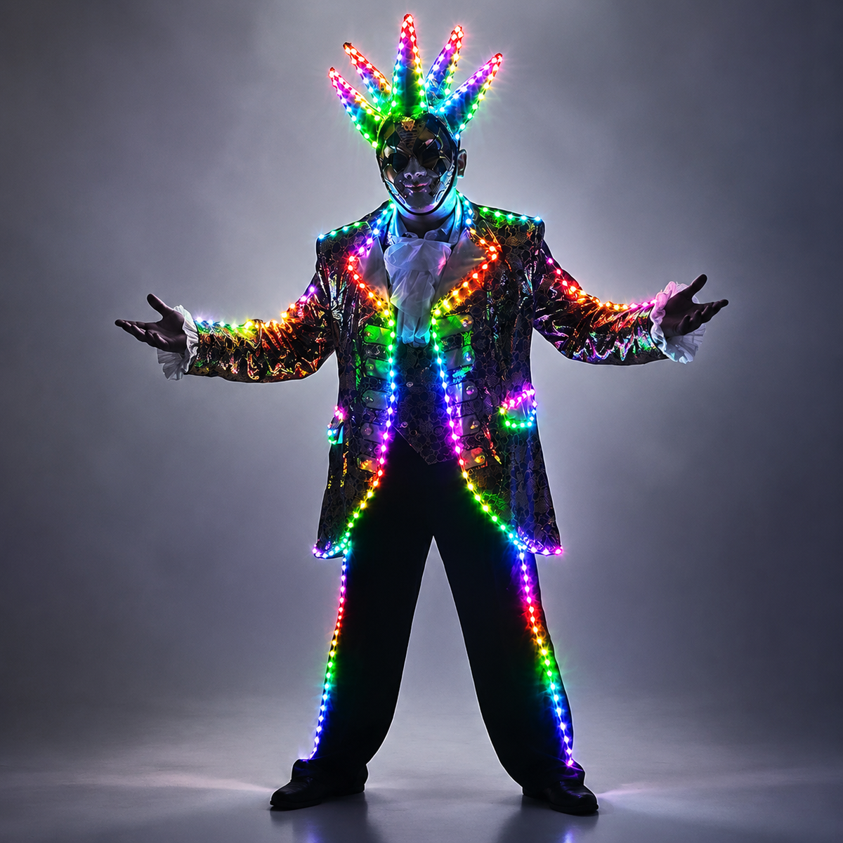 Full-Color Digital Pixel LED Court Suit for Stage Performance with Light-Emitting Running Horse Tuxedo Effects