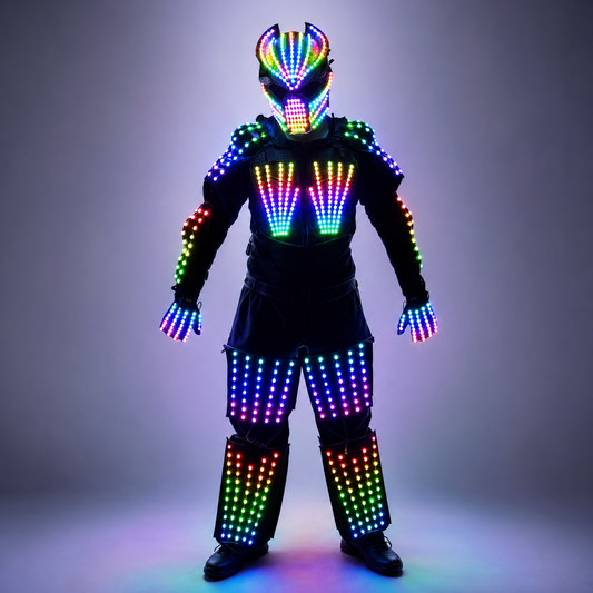 Full Color LED Luminous Armor Suit | Light Up Stage Dance Costume for Nightclub Performance