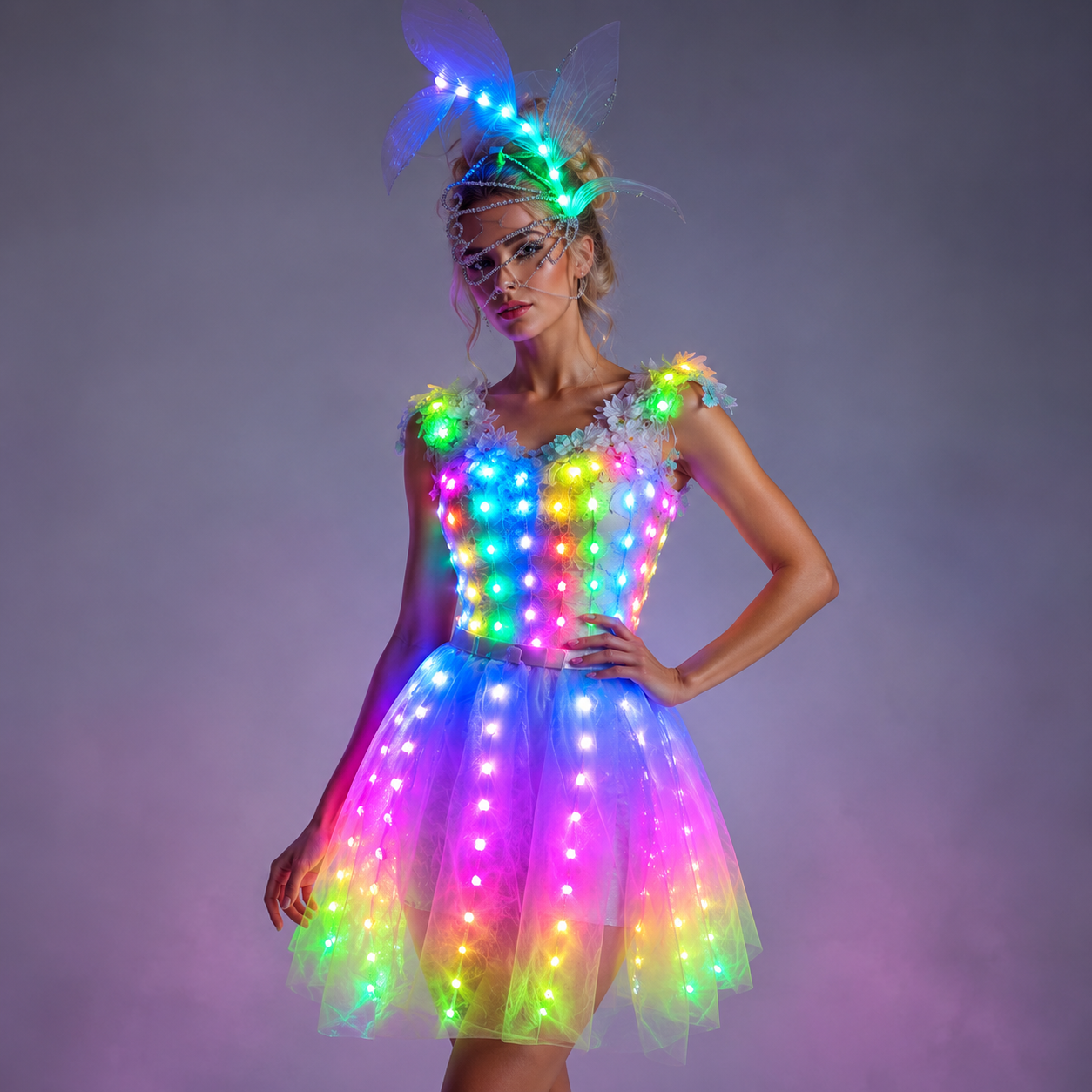 Women Luminous LED Dress - Glowing Tutu for Singer, Dance & Wedding