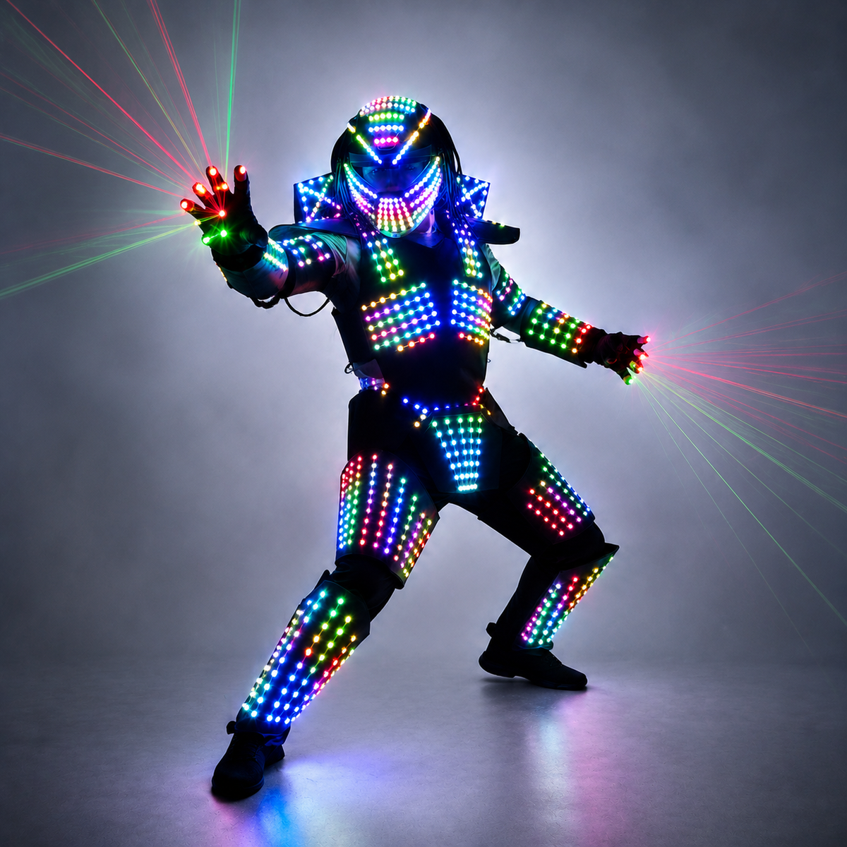 Full Color LED Iron Soldier Robot Suit | Laser Predator Cosplay Costume for Stage Dancer Nightclub Shows