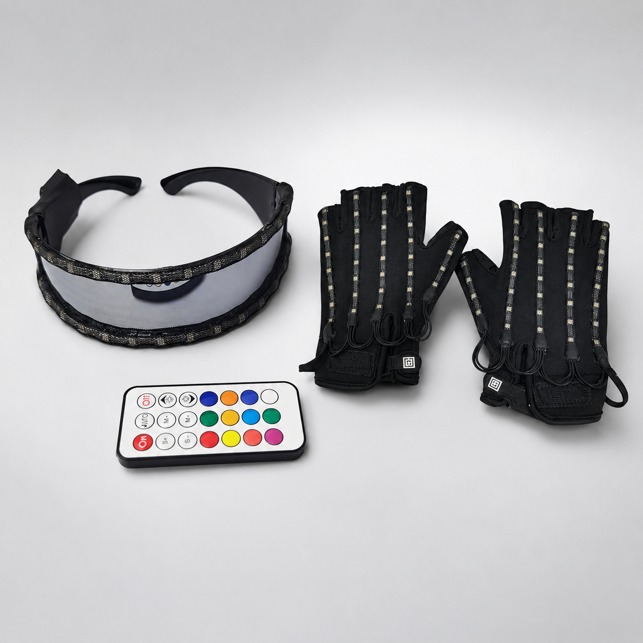 Nuevo diseño de disfraces con emisión de luz LED, gafas luminosas LED, guantes, accesorios de escenario, disfraces luminosos LED