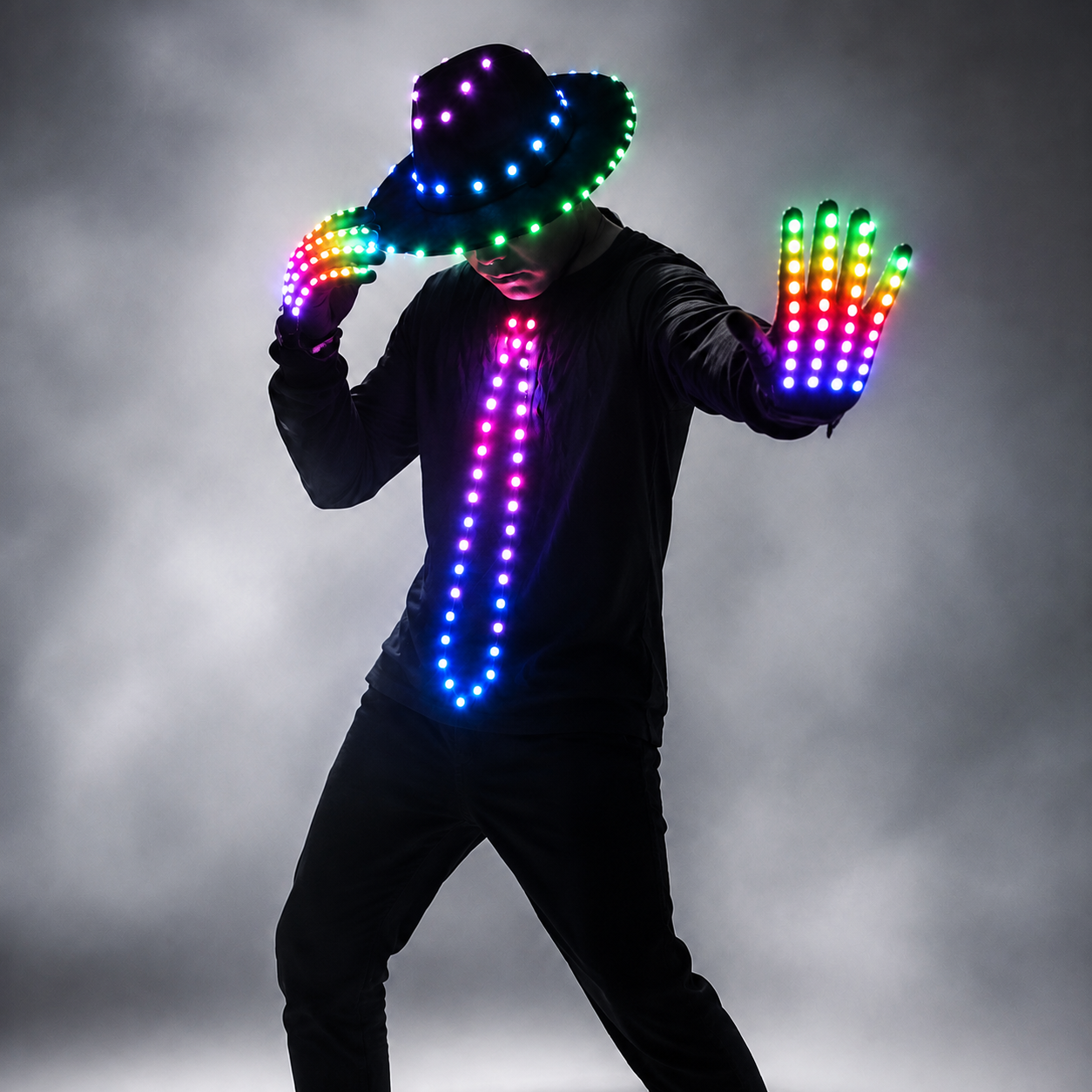 LED Blinking Sequin Jazz Hat & Bow Tie for Wedding Birthday Party Ramadan Decoration