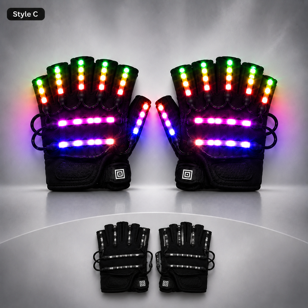 Guantes intermitentes que brillan en modo 360, rayo de luz LED, manopla con iluminación para los dedos, guante brillante, gafas, disfraz brillante para escenario 
