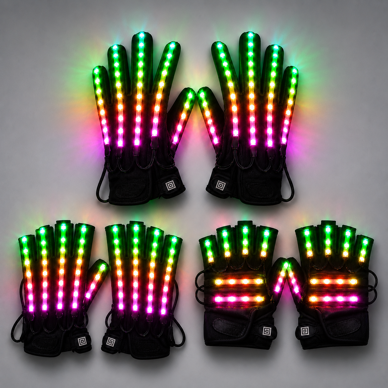 Guantes intermitentes que brillan en modo 360, rayo de luz LED, manopla con iluminación para los dedos, guante brillante, gafas, disfraz brillante para escenario 