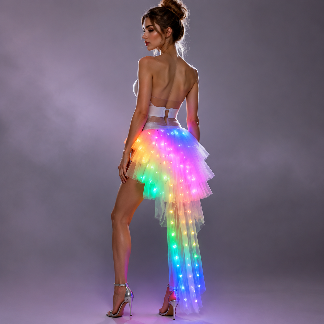 Fashion Dance LED Tutu Skirt Up Neon Fancy Rainbow Mini Tutu Fancy Costume Adult Light Skirt TFS Corset Tutu Skirtr