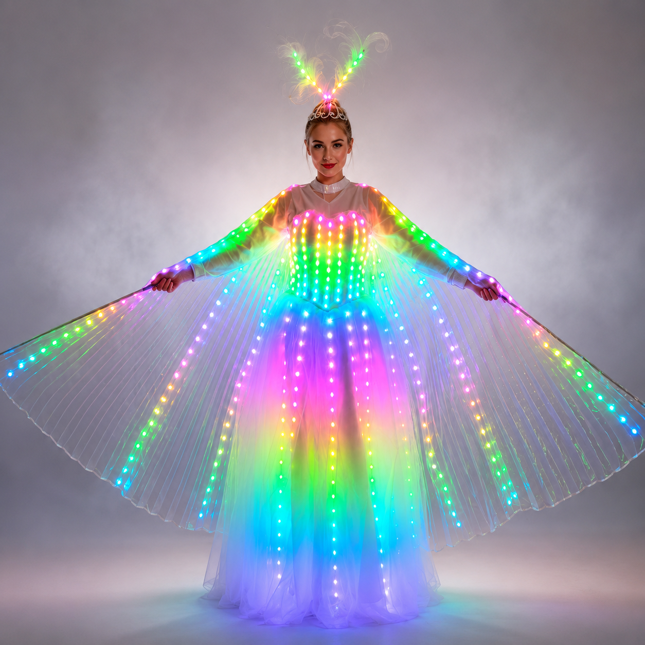 LED Wedding Dress Luminous Suits Light Clothing Glowing Wedding Skirt LED Wings for Women Ballroom Dance Dress
