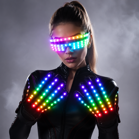 Flashing Gloves Glow 360 Mode LED Rave Light Finger Lighting Mitt Party Supplies Glowing Up Glove Glasses Party Decor