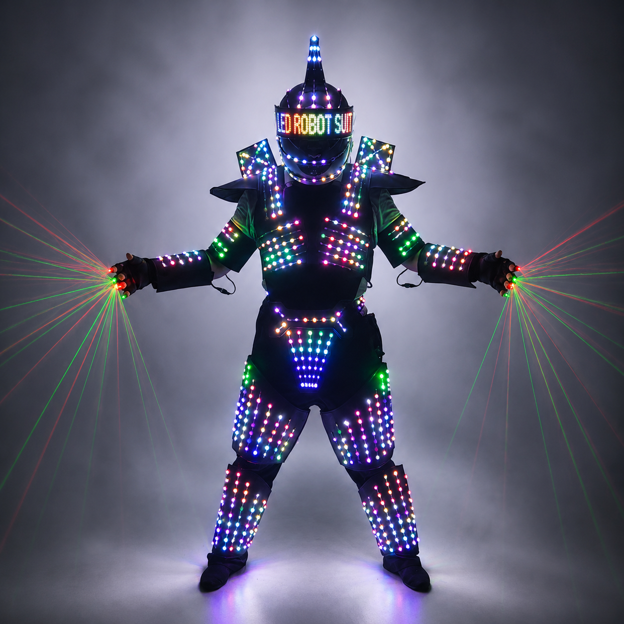 Full Color LED Robot Suit Stage Dance Costume Tron RGB Lighted Luminous Outfit Team Wears Cosplay Dress Vest Disco