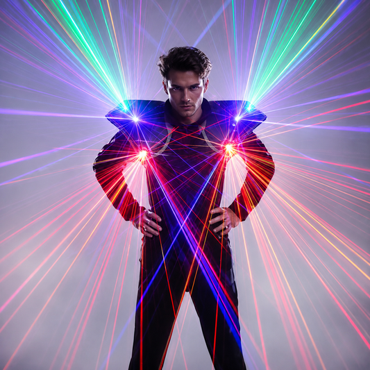 Colorful Laser Light Up Vest - Green Red Blue Shoulder Waistcoat for Dance Robot Fancy Dress