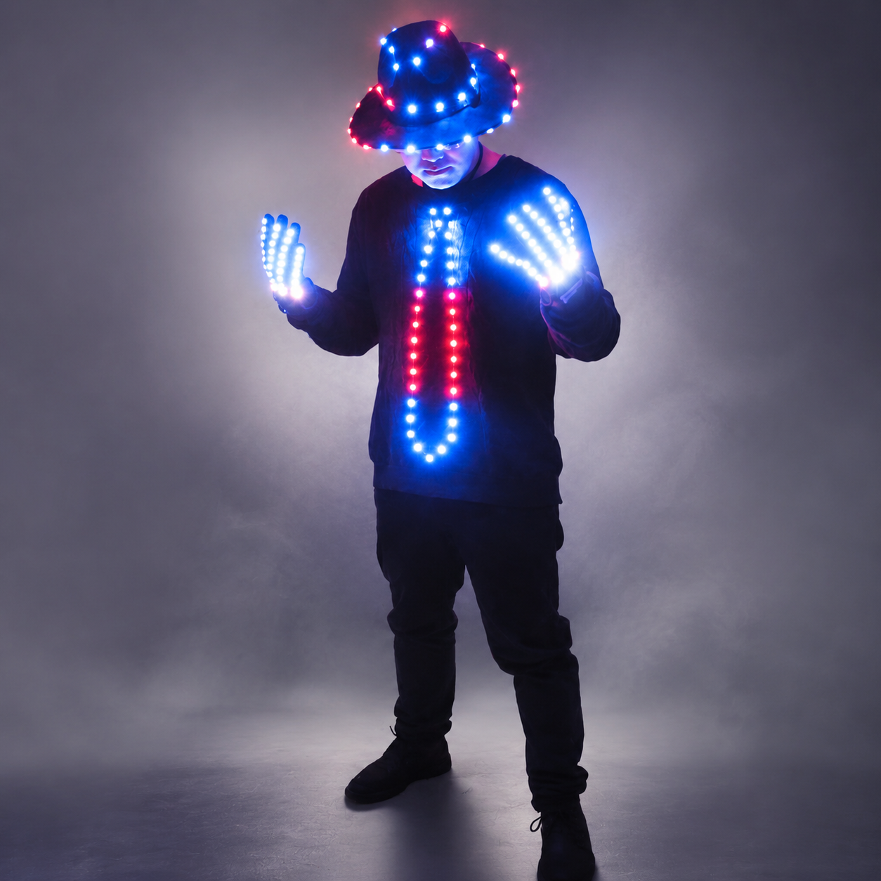 LED Blinking Sequin Jazz Hat & Bow Tie for Wedding Birthday Party Ramadan Decoration