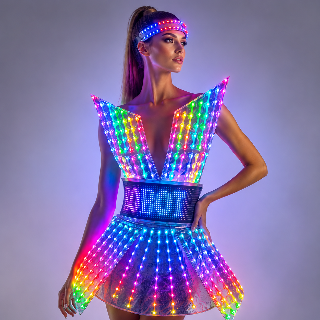 Shiny Laser Mirror Nightclub Dress LED Glow Bar Dj Gogo Dancer Singer Stage Costume Women Evening Birthday Outfit
