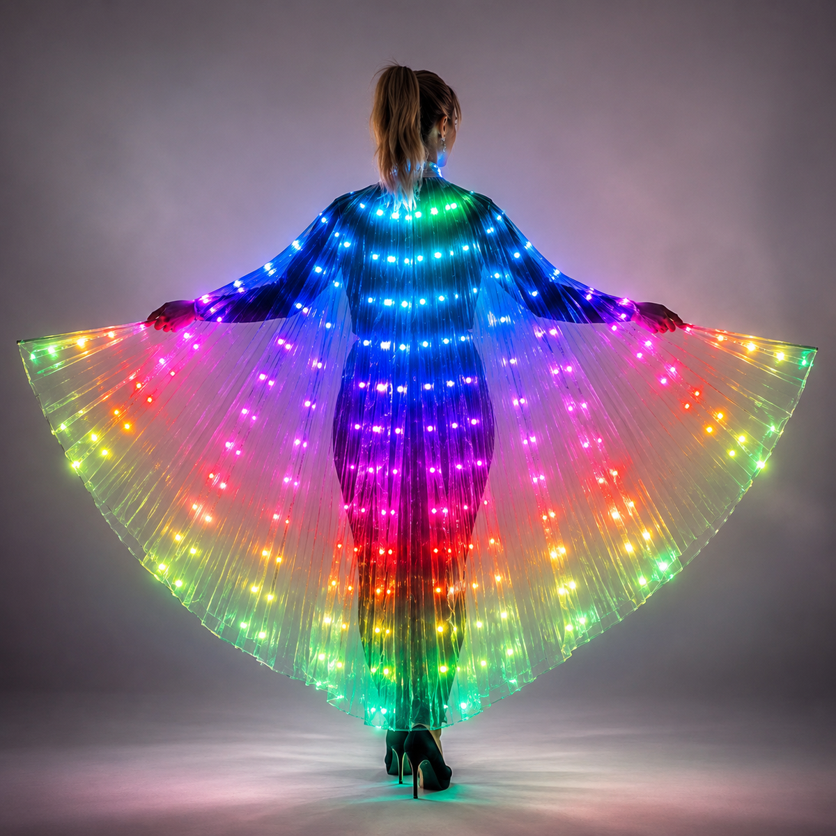 Belly Dance LED Wings Colorful Belly Dancing Accessory Popular Stage Performance Props Wings Props With Stick