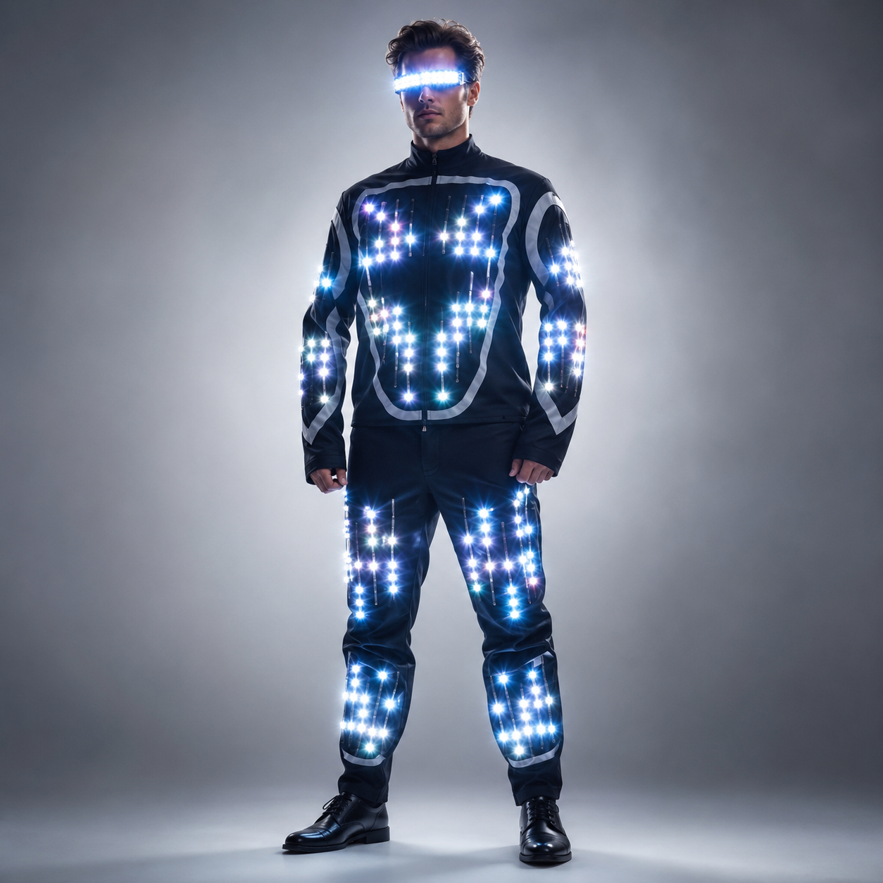 Full Color Flashing LED Robot Costume | Luminous Dance Wear for Bar & Party