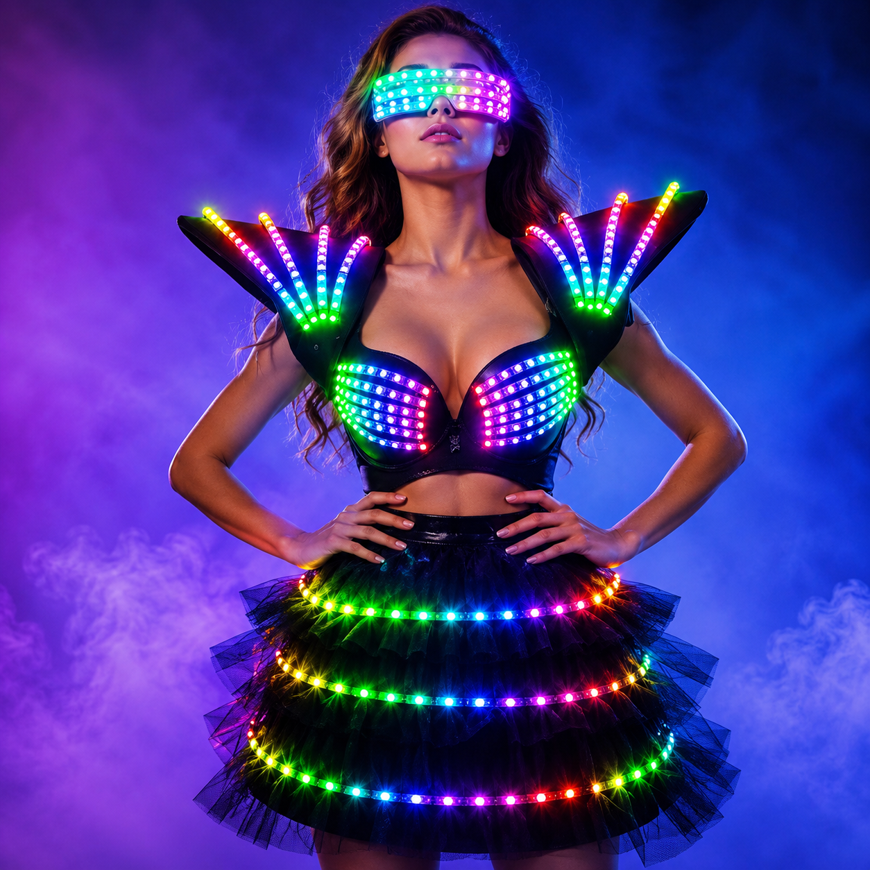 Women LED Luminous Clothing - Robot Style Rave & Gogo Dancer Fancy Wear