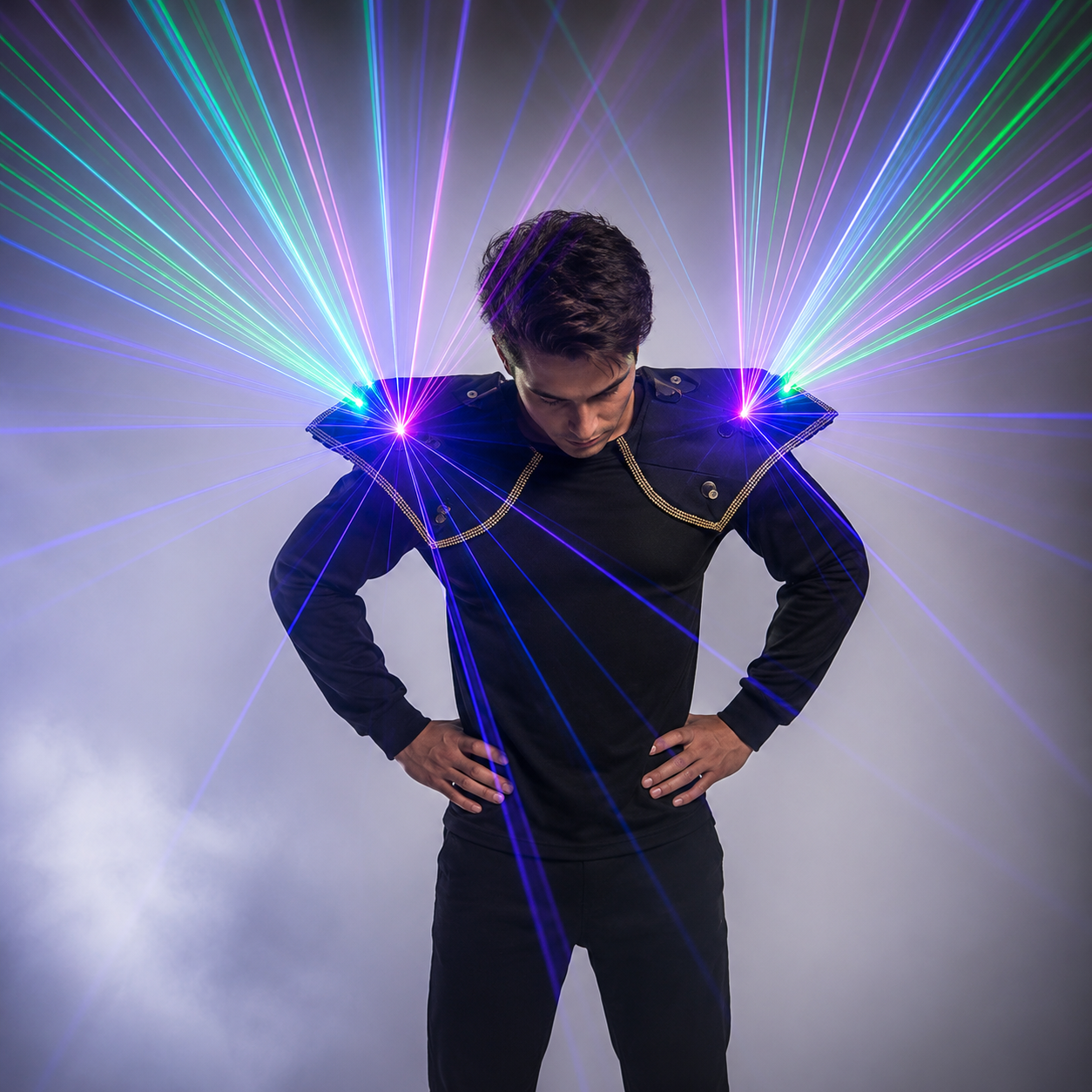 Colorful Laser Light Up Vest - Green Red Blue Shoulder Waistcoat for Dance Robot Fancy Dress