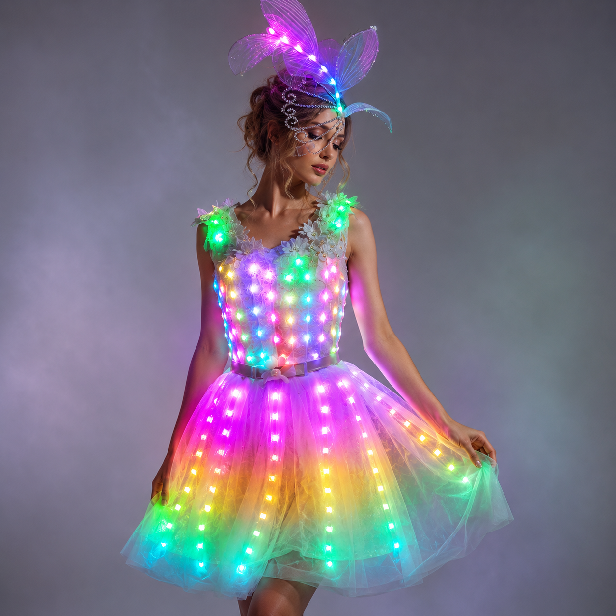 Women Luminous LED Dress - Glowing Tutu for Singer, Dance & Wedding