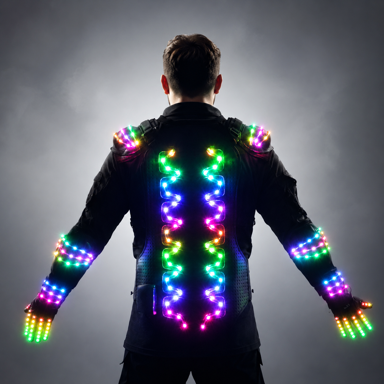 RGB Colorful Light Armor Outfit Glowing Clothe Show Dress Bar DJ MC Performance Robot Uomo Suit