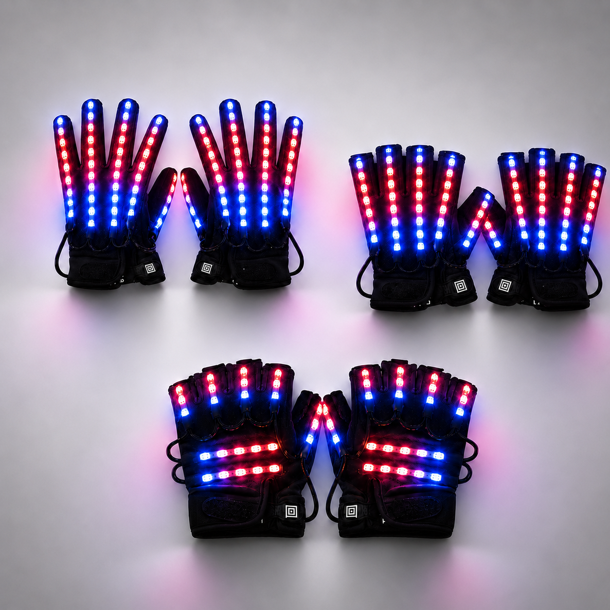 Guantes intermitentes que brillan en modo 360, rayo de luz LED, manopla con iluminación para los dedos, guante brillante, gafas, disfraz brillante para escenario 