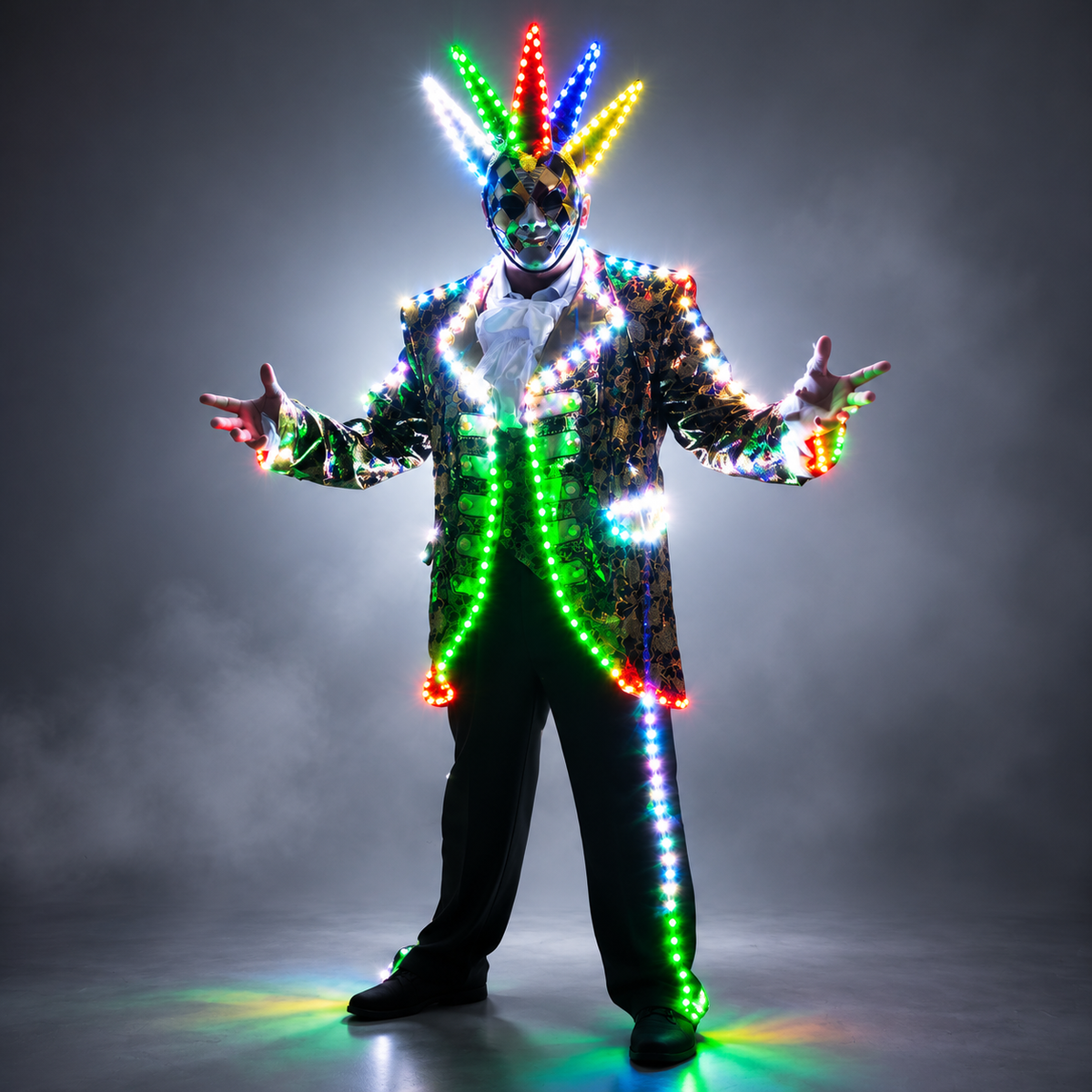 Full-Color Digital Pixel LED Court Suit for Stage Performance with Light-Emitting Running Horse Tuxedo Effects
