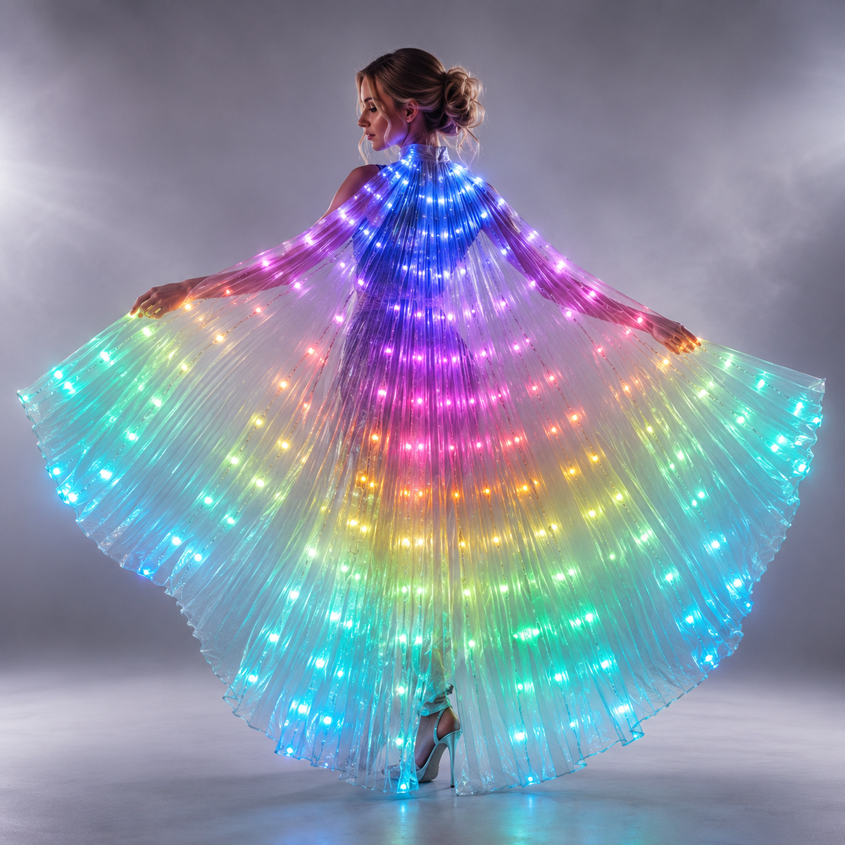 Belly Dance LED Wings Colorful Belly Dancing Accessory Popular Stage Performance Props Wings Props With Stick