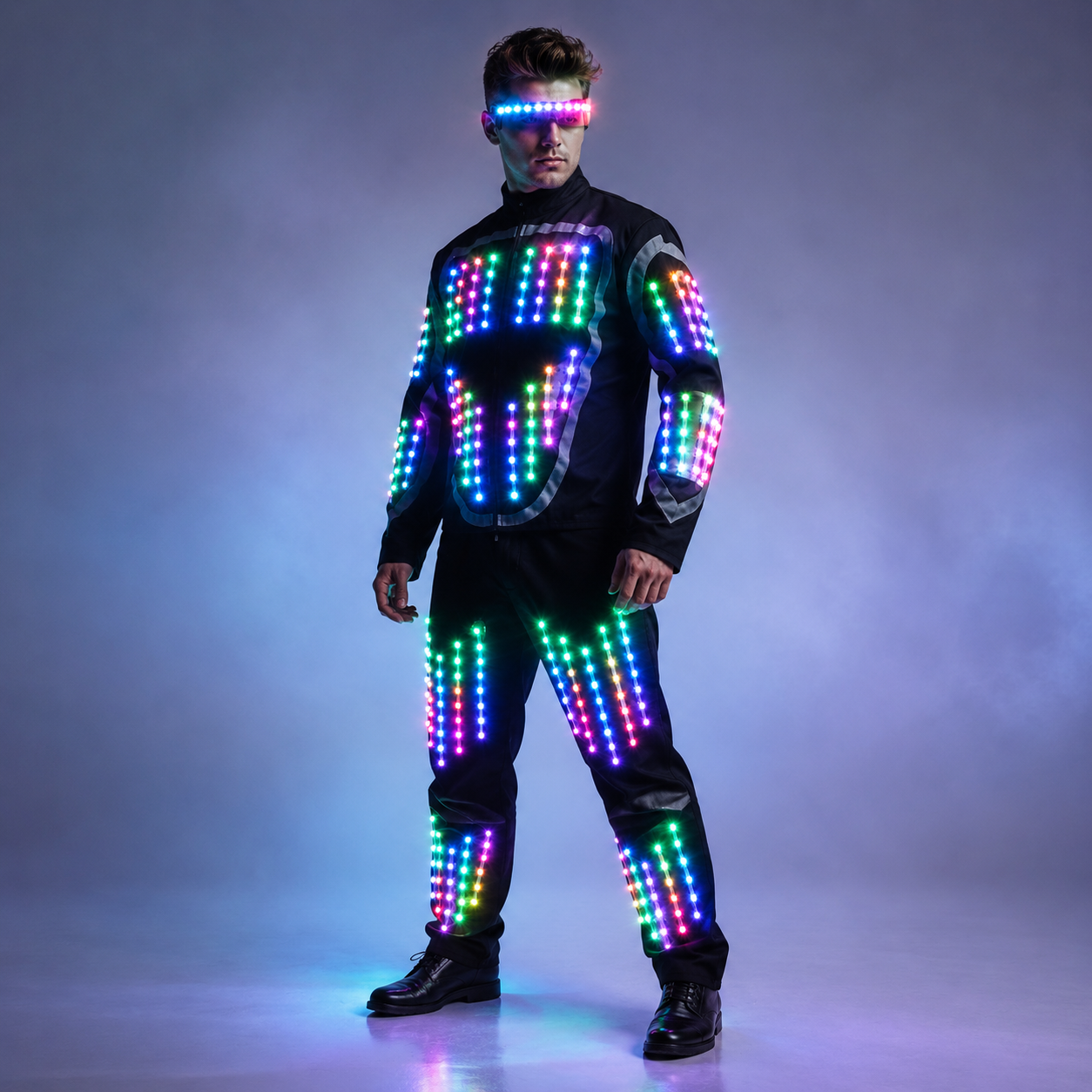 Full Color Flashing LED Robot Costume | Luminous Dance Wear for Bar & Party