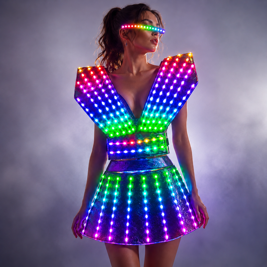 Women LED Dance Dress - Colorful Light Up Costume for Performance & Celebration
