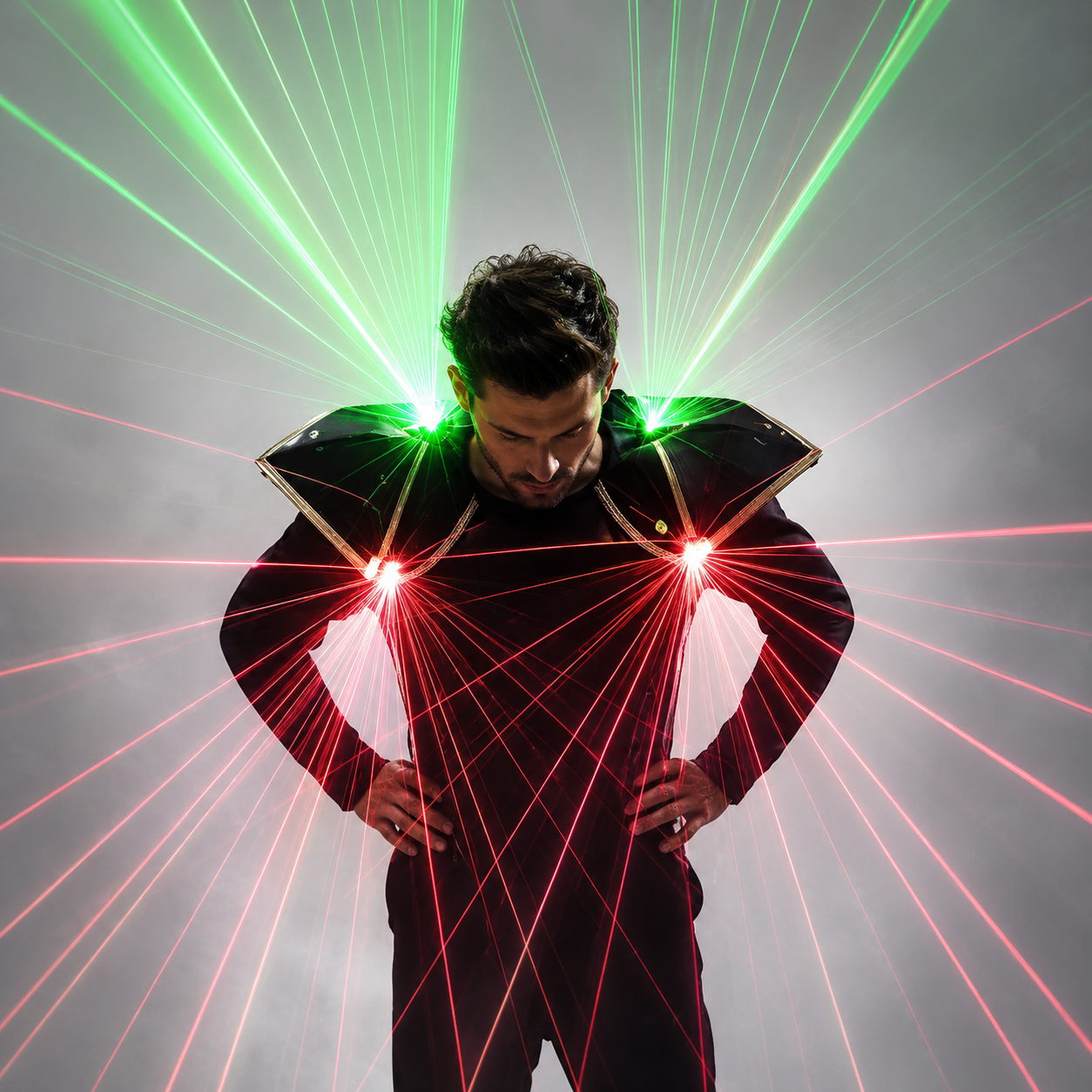 Colorful Laser Light Up Vest - Green Red Blue Shoulder Waistcoat for Dance Robot Fancy Dress