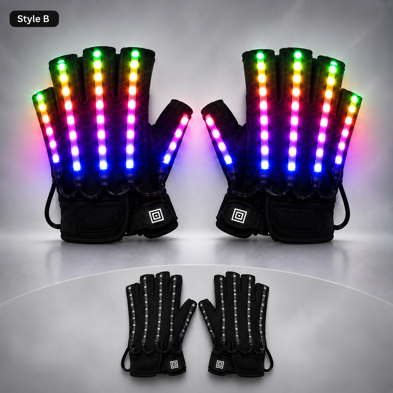 Guantes intermitentes que brillan en modo 360, rayo de luz LED, manopla con iluminación para los dedos, guante brillante, gafas, disfraz brillante para escenario 
