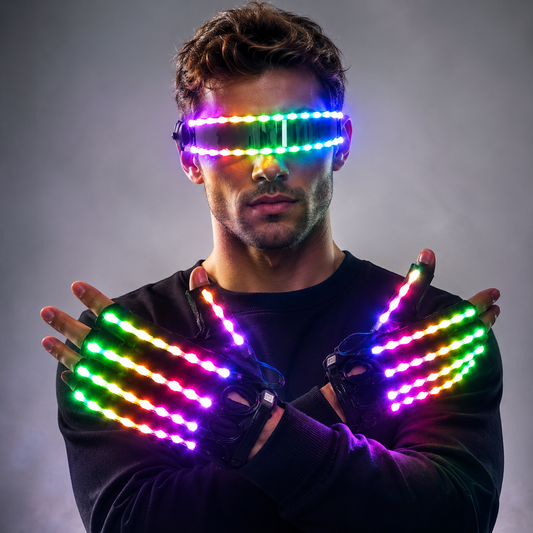 New Design LED Light Emitting Costumes LED Luminous Glasses Gloves Stage Props LED Luminous Costumes