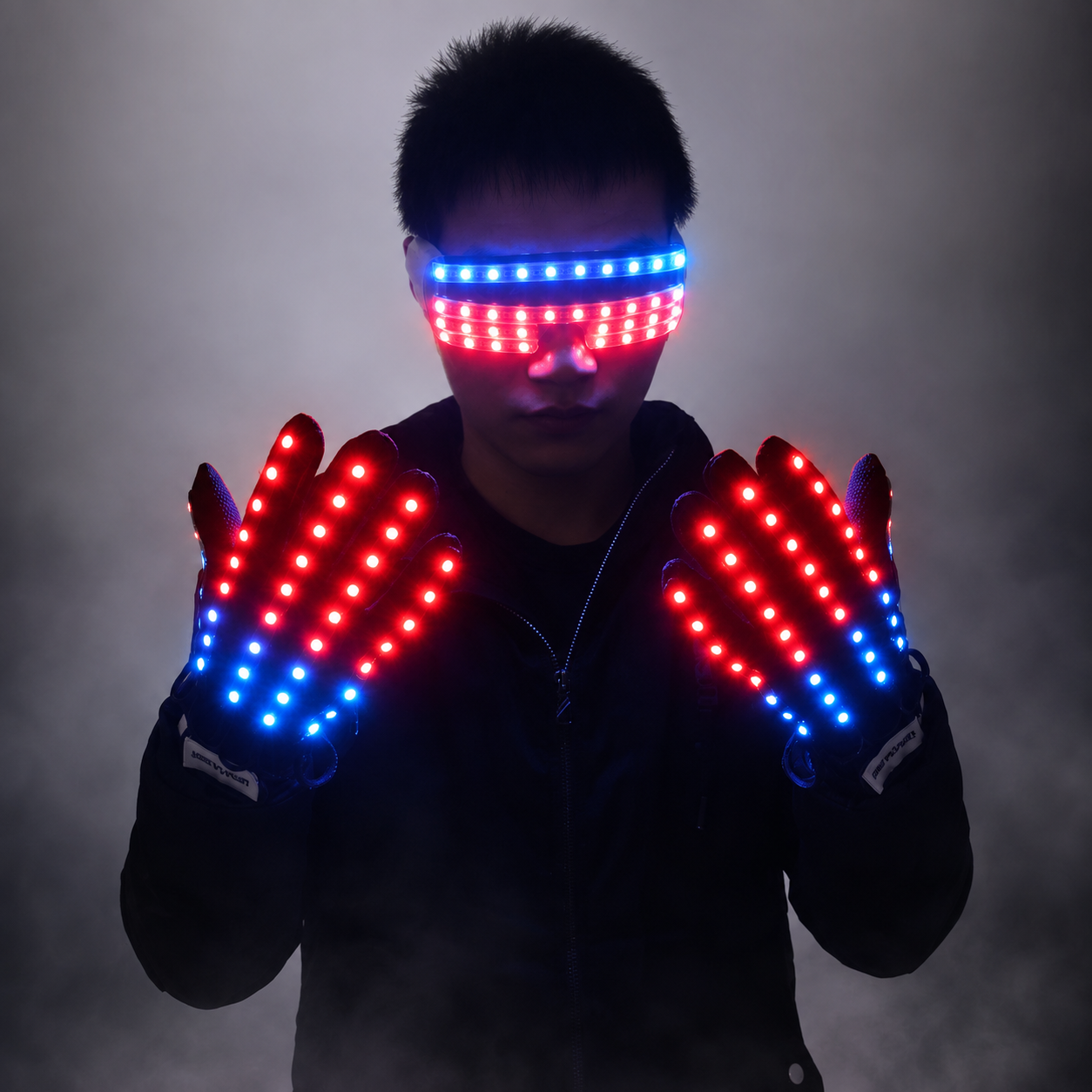 Guantes intermitentes que brillan en modo 360, luz LED Rave, iluminación para los dedos, manopla, suministros para fiestas, guantes brillantes, gafas, decoración de fiesta