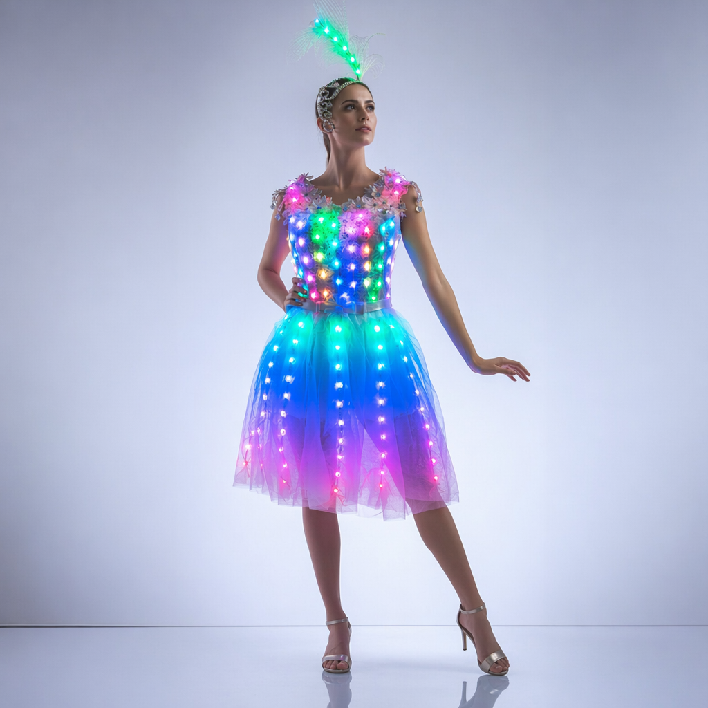 Women Luminous LED Dress - Glowing Tutu for Singer, Dance & Wedding