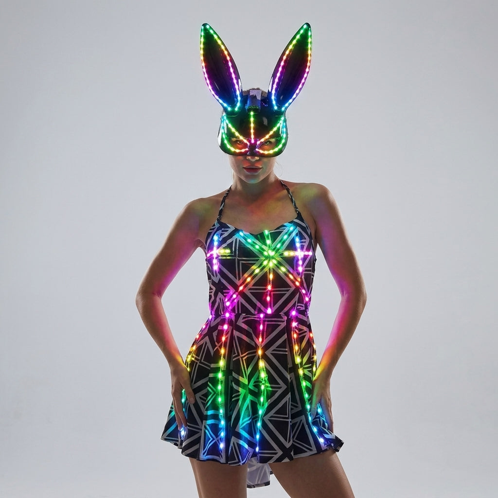 Women LED Belly Dance Skirt - Glowing Split Design for Training & Performance
