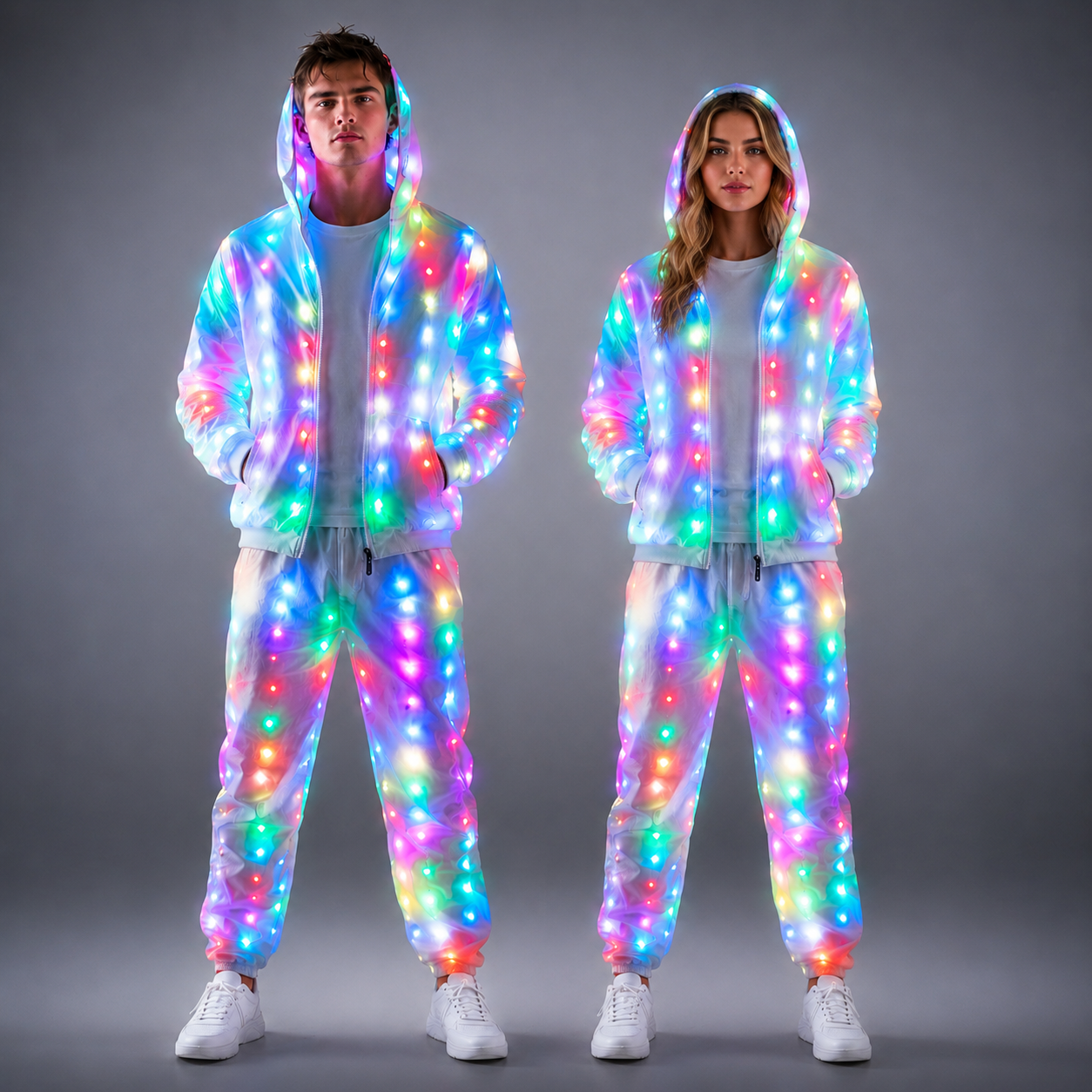 Trajes de pareja LED, chalecos de Luz LED, trajes de fiesta de Halloween.