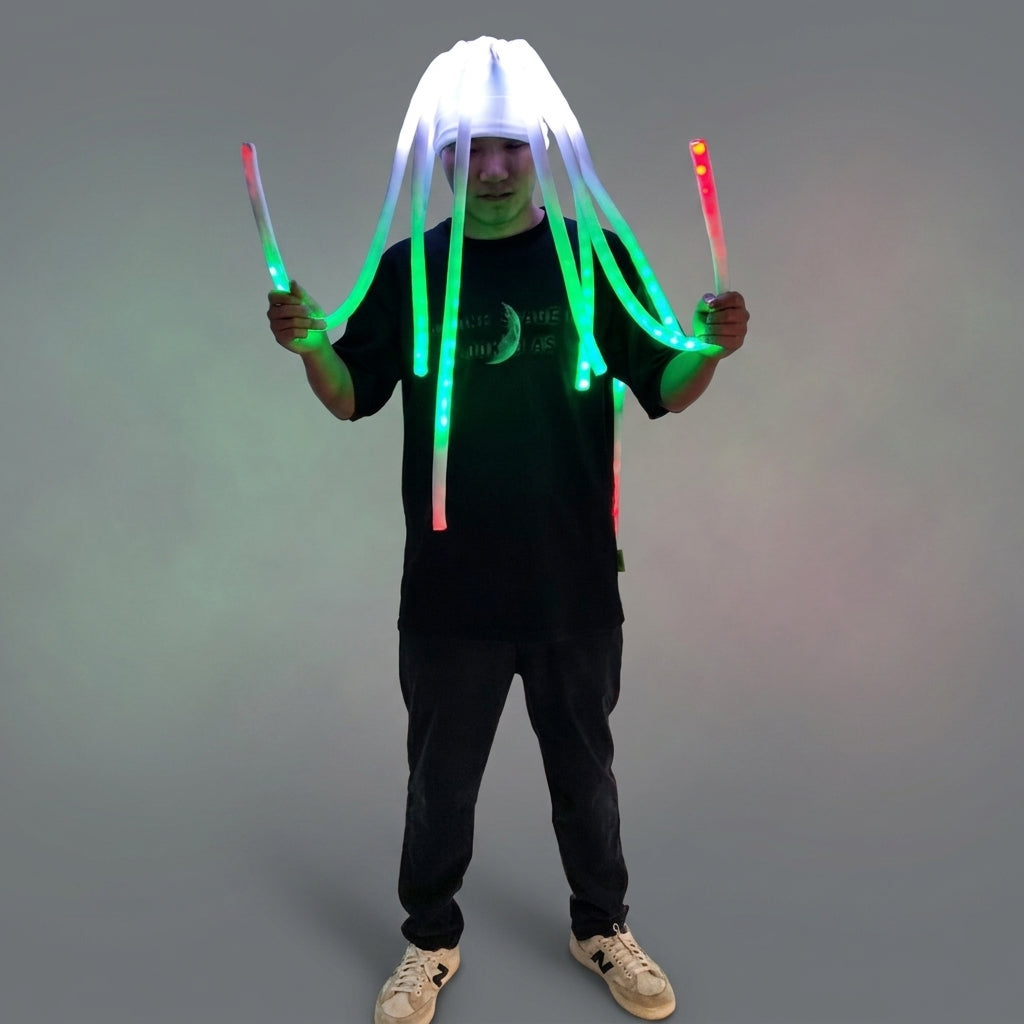 LED Jellyfish Hat Luminous Headdress for Parties, Dance Teams, Gogo Shows, and Bar Performances