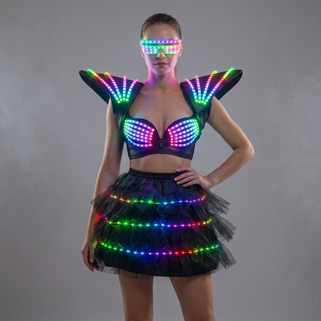 Women LED Luminous Clothing - Robot Style Rave & Gogo Dancer Fancy Wear
