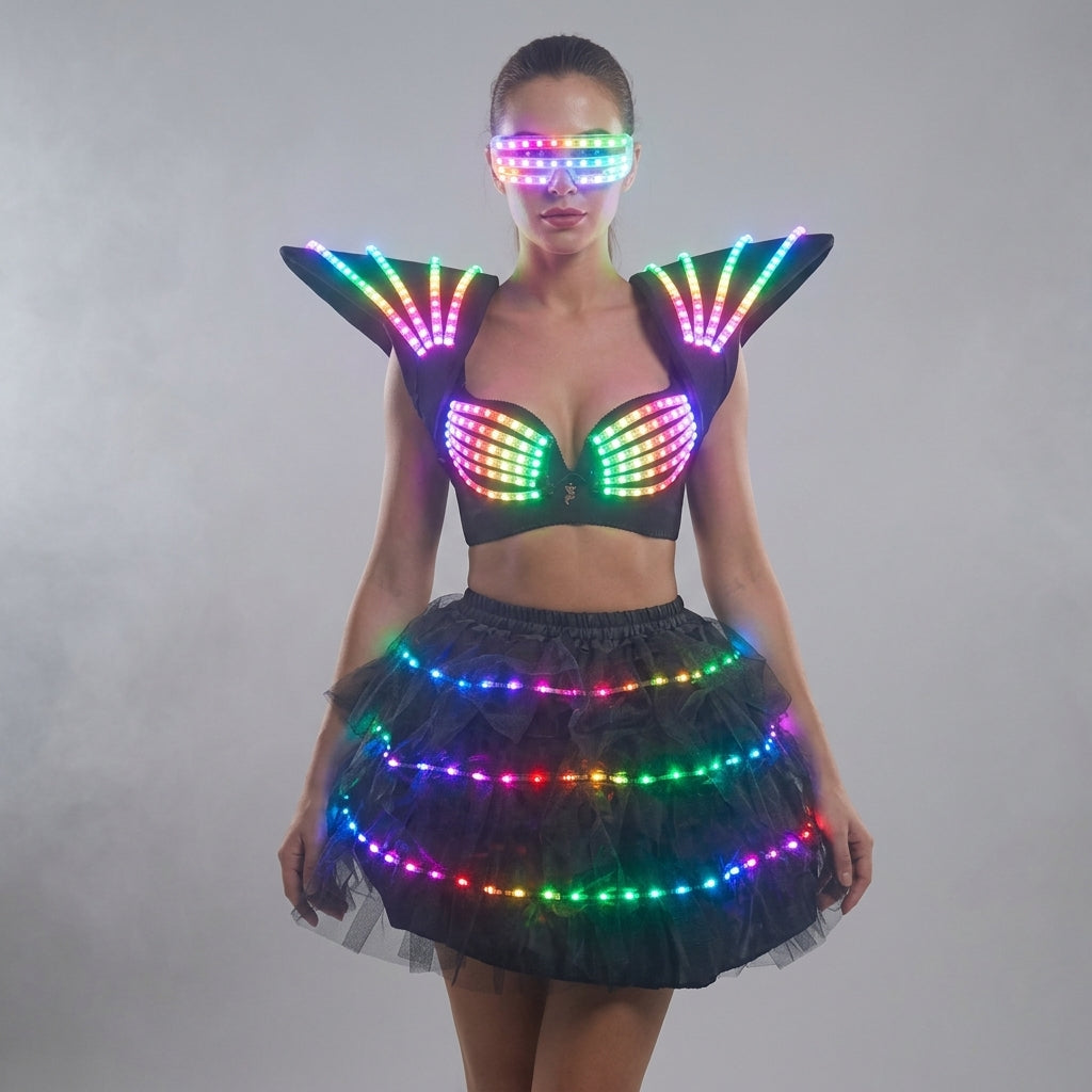 Women LED Luminous Clothing - Robot Style Rave & Gogo Dancer Fancy Wear
