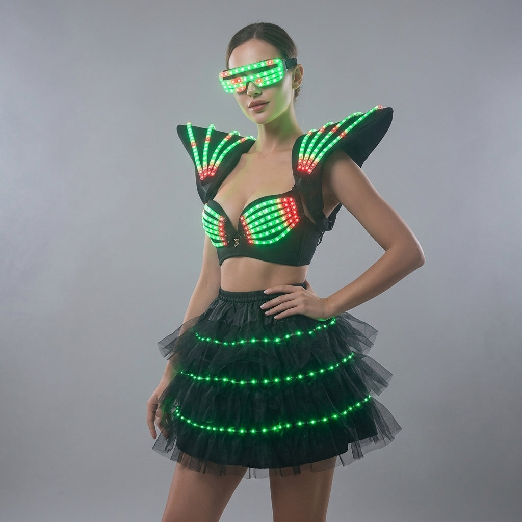 Women LED Luminous Clothing - Robot Style Rave & Gogo Dancer Fancy Wear
